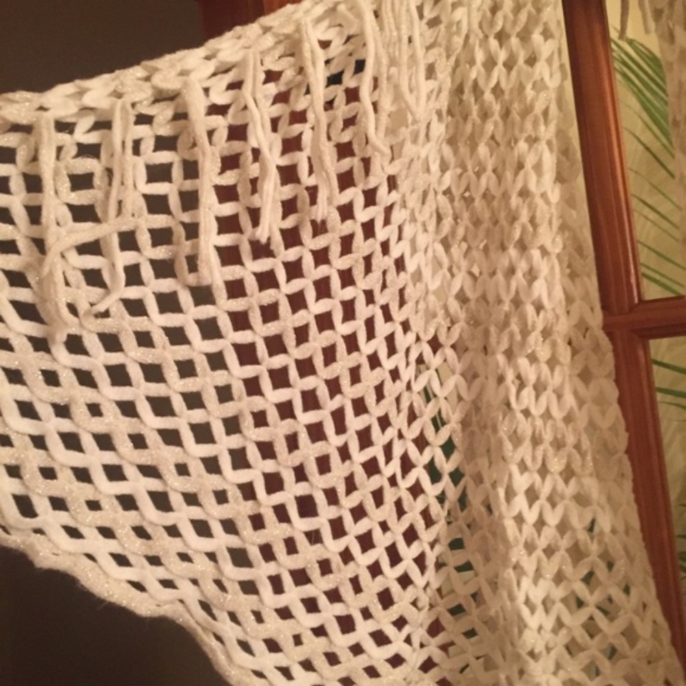 Free People Cream Crochet Blanket Wrap/Scarf - Picture 1 of 4